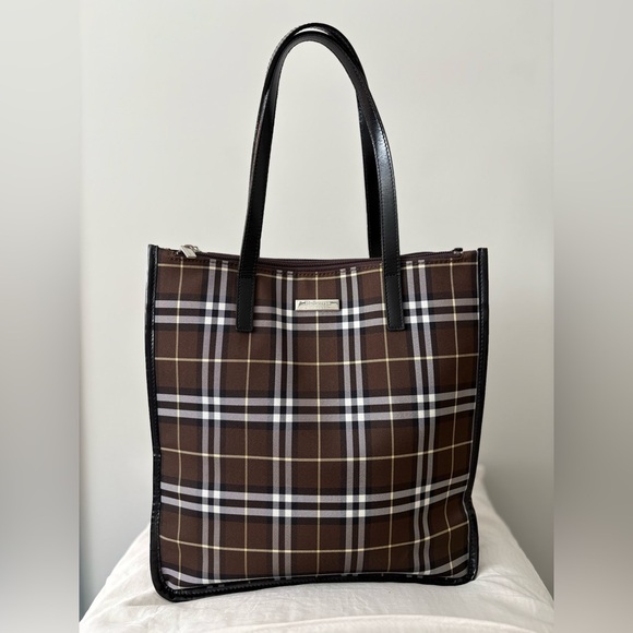 Burberry Handbags - Burberrys Brown Plaid Tote Bag